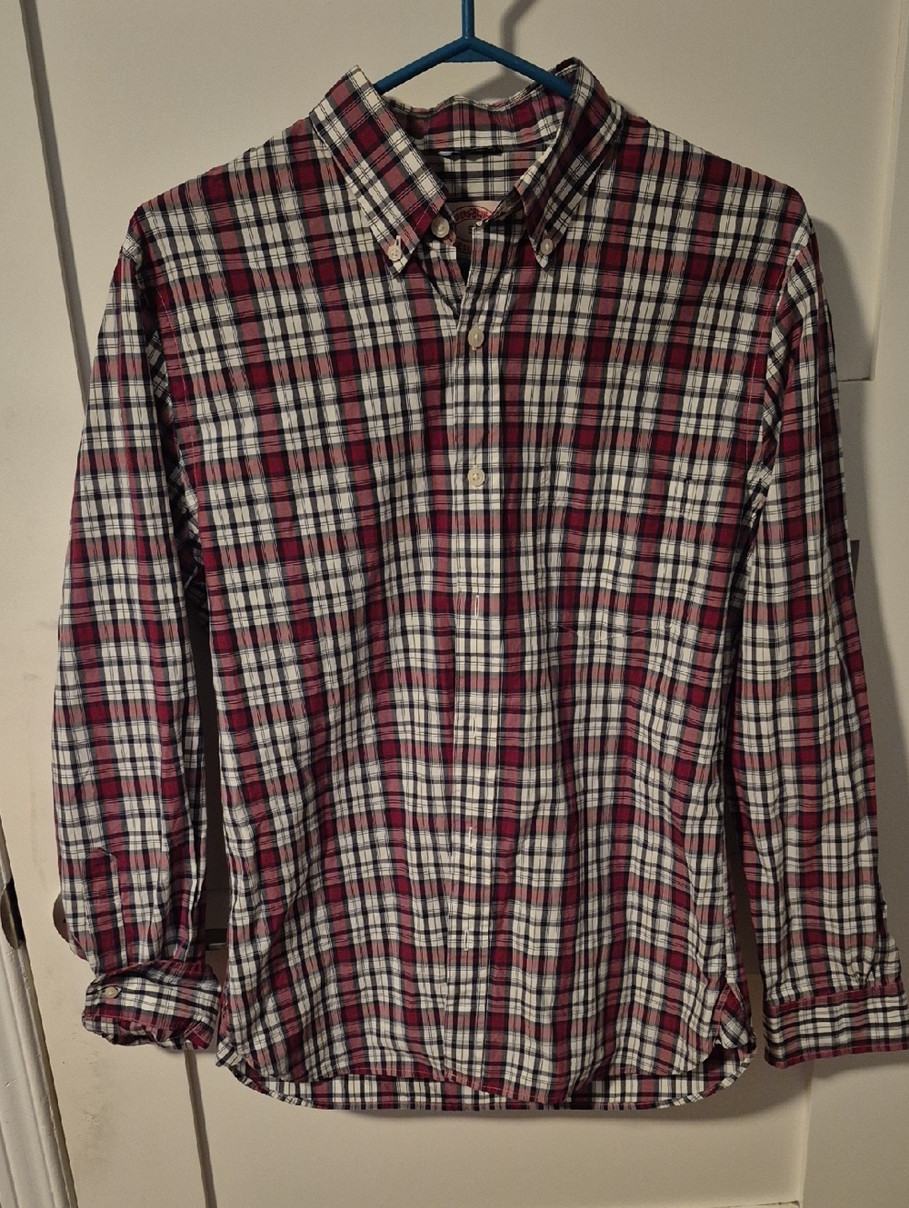 1990's Brooks Brothers Red and White Plaid Button-Down Shirt Vintage